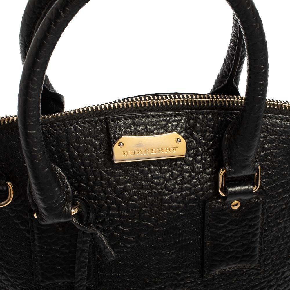 Burberry Black Embossed Leather Small Orchard Bowler Bag 8