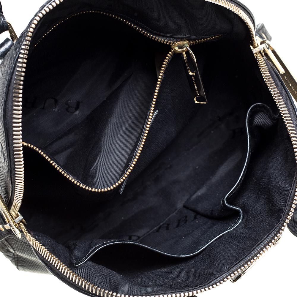 Women's Burberry Black Embossed Leather Small Orchard Bowler Bag