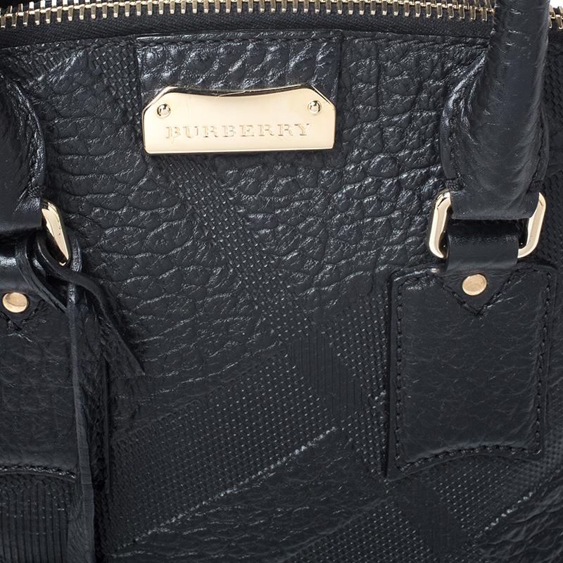 Burberry Black Embossed Leather Small Orchard Bowler Bag 1