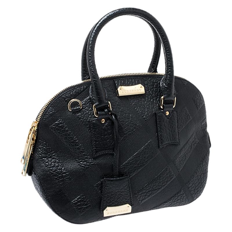 Burberry Black Embossed Leather Small Orchard Bowler Bag 4