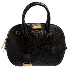 Burberry Black Embossed Leather Small Orchard Bowler Bag