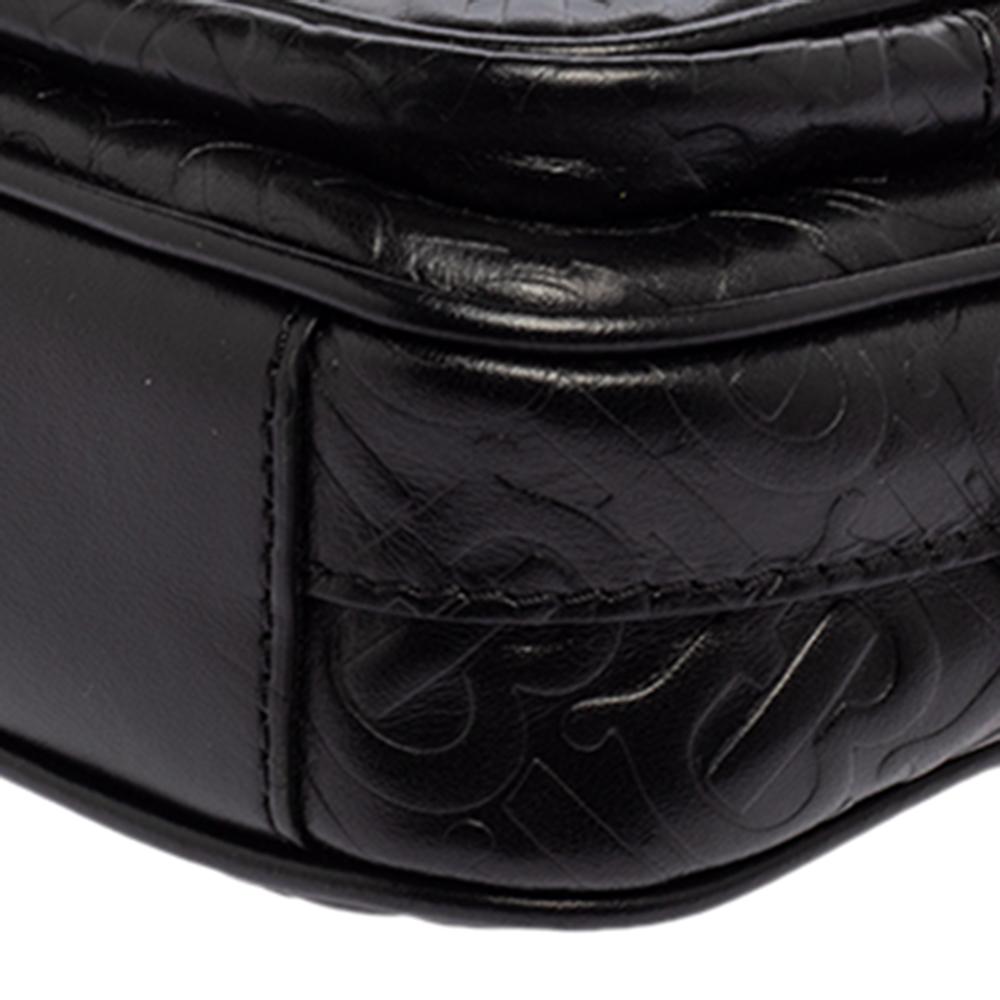 Burberry Black Embossed Monogram Leather Camera Crossbody Bag 3
