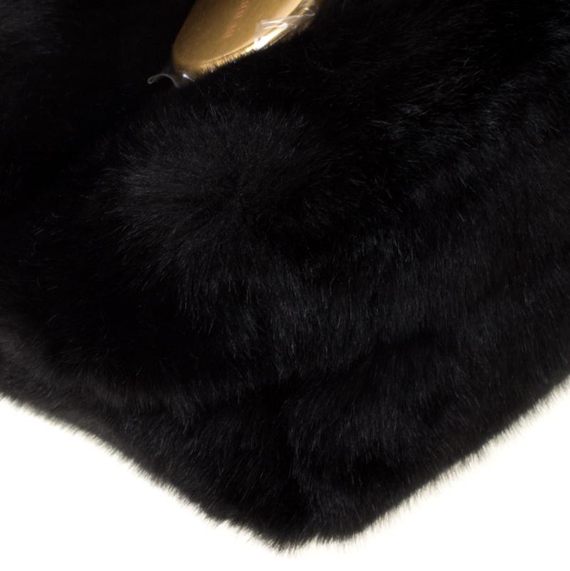 Burberry Black Faux Fur Pin Clutch 7