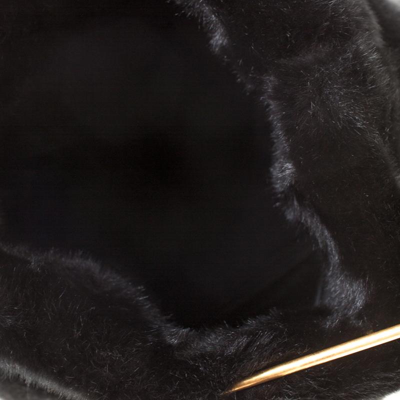 Burberry Black Faux Fur Pin Clutch 4