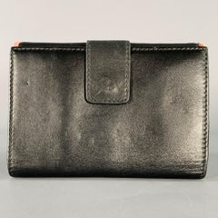 BURBERRY Black Faux Leather Check Trim Wallet