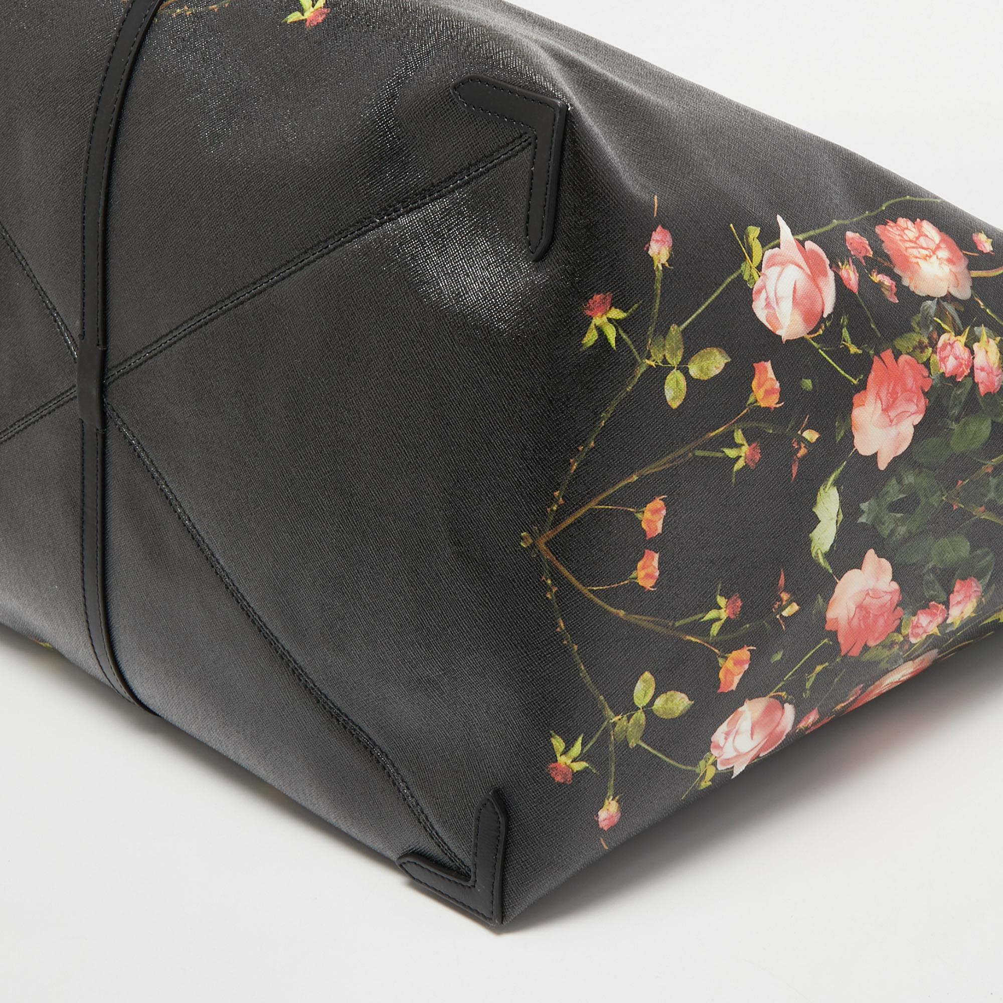 Burberry Black Floral Print Coated Canvas XL Beach Tote 4