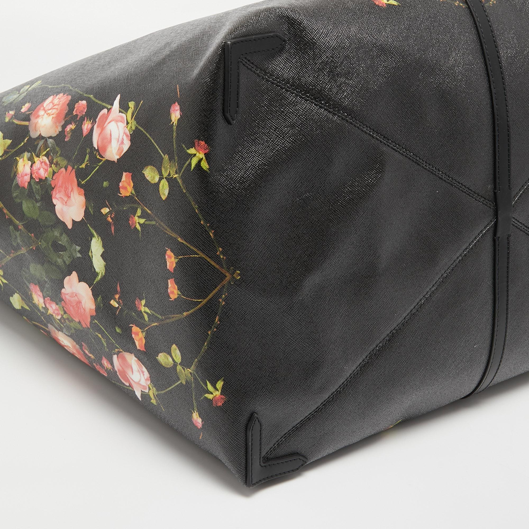 Burberry Black Floral Print Coated Canvas XL Beach Tote 5