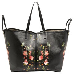 Burberry Black Floral Print Coated Canvas XL Beach Tote