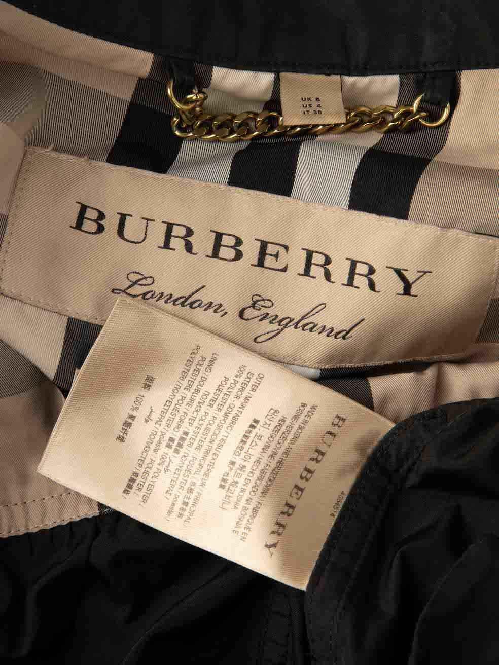 Burberry Black Full Zip Ruched Trench Coat Size XS For Sale 2