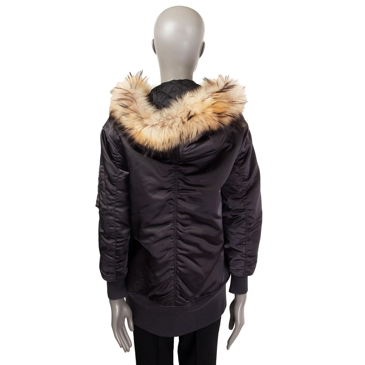 Noir Burberry noir Fourrure BOMBER STYLE PARKA Manteau Veste XS en vente