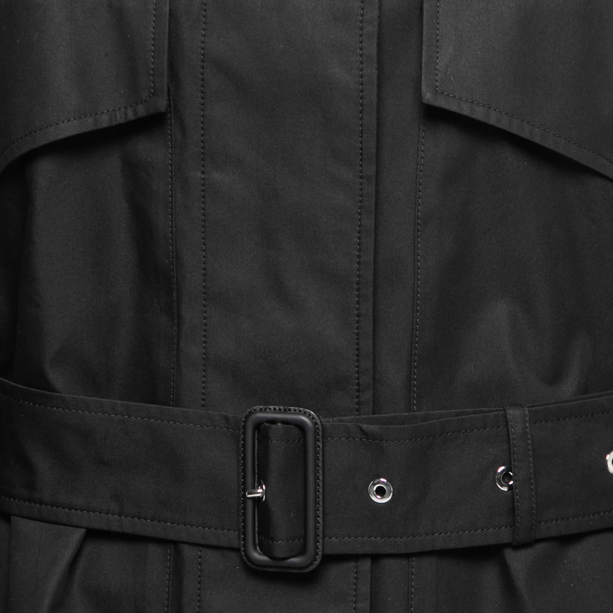 Burberry Black Gabardine Swingate Belted Trench Coat M 1