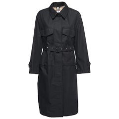 Burberry Black Gabardine Swingate Belted Trench Coat S