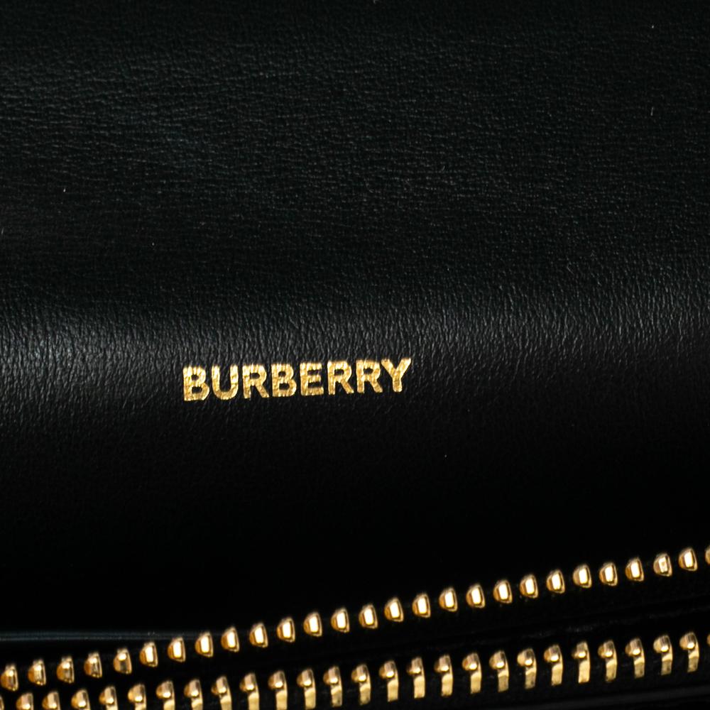 Burberry Black Glossy Leather Hooke Strap Clutch 3