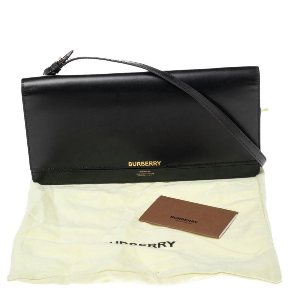 Burberry Black Glossy Leather Hooke Strap Clutch 4