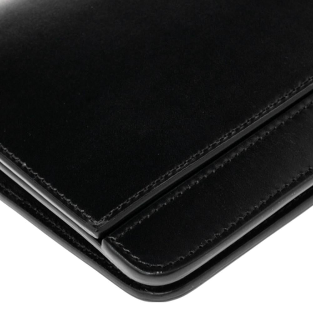Burberry Black Glossy Leather Hooke Strap Clutch 1