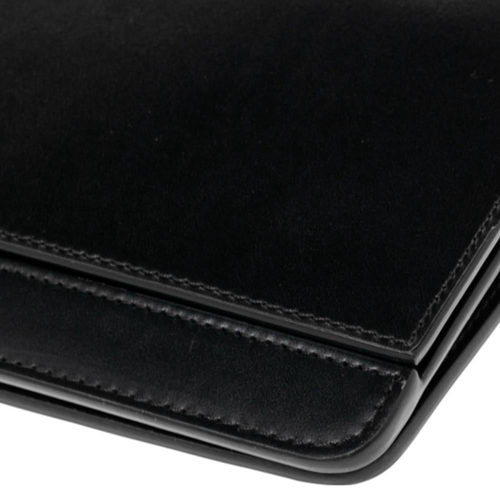Burberry Black Glossy Leather Hooke Strap Clutch 2