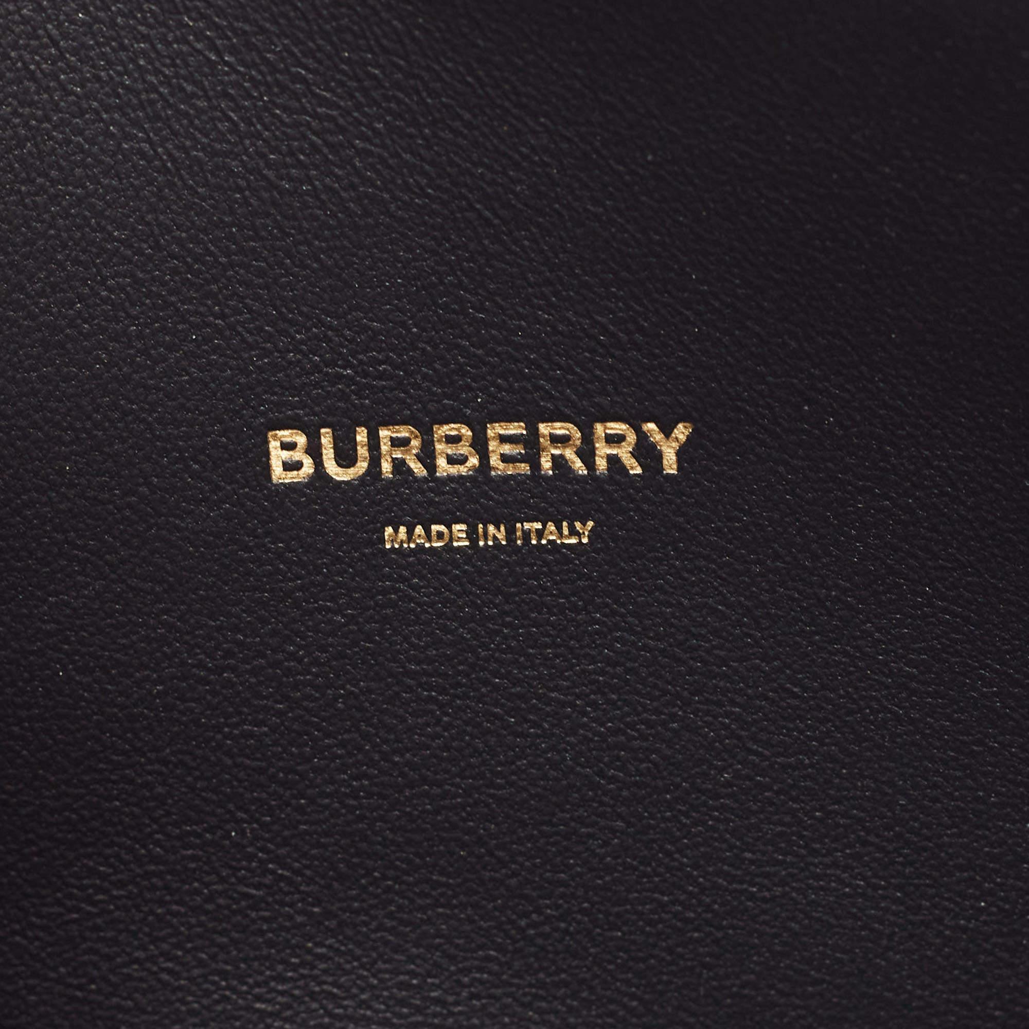 Burberry Black/Gold Printed Leather Olympia Wristlet Clutch For Sale 6
