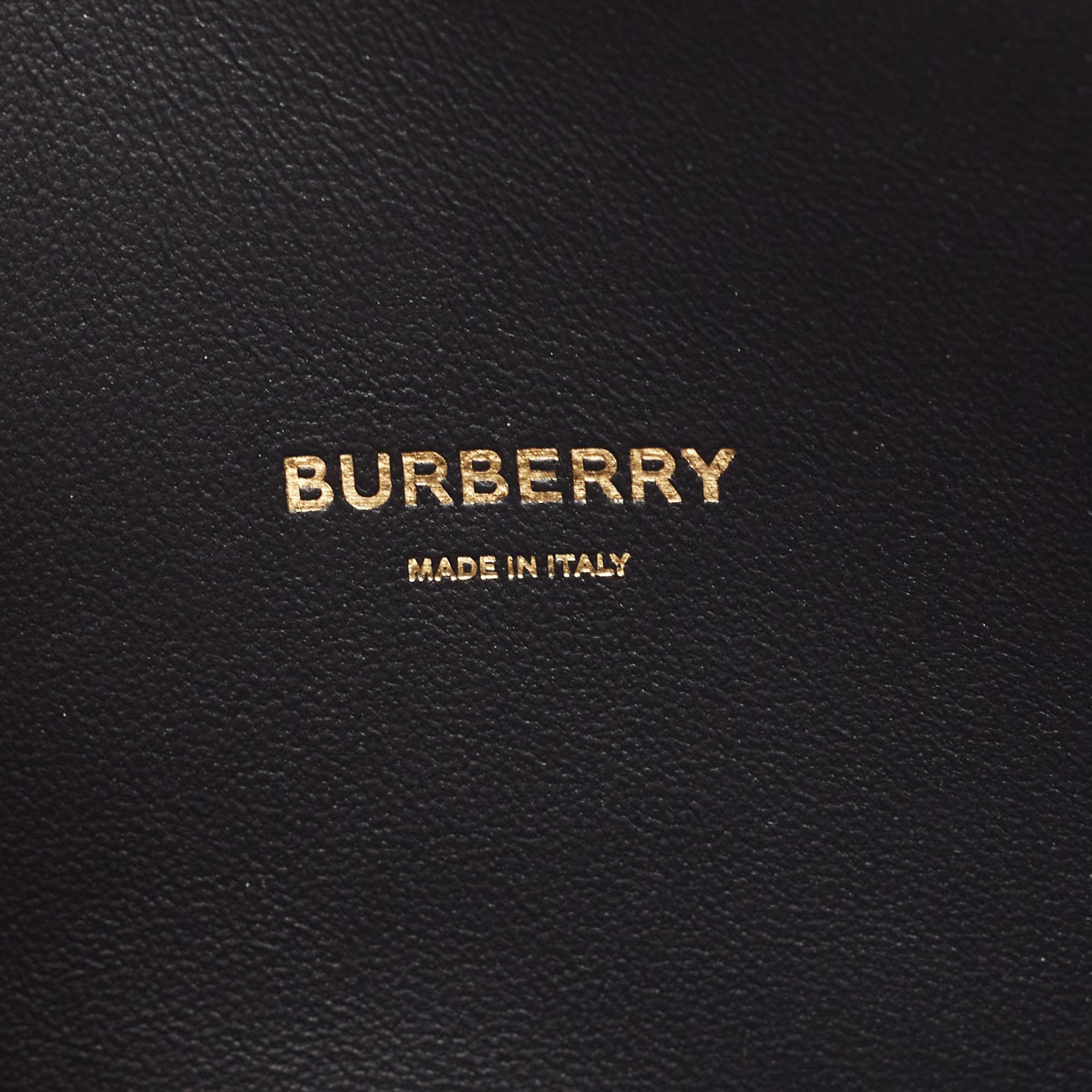 Burberry - Pochette Olympia en cuir imprimé noir/doré en vente 1