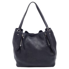 Burberry Black Grained Leather and Check Canvas Maidstone Tote
