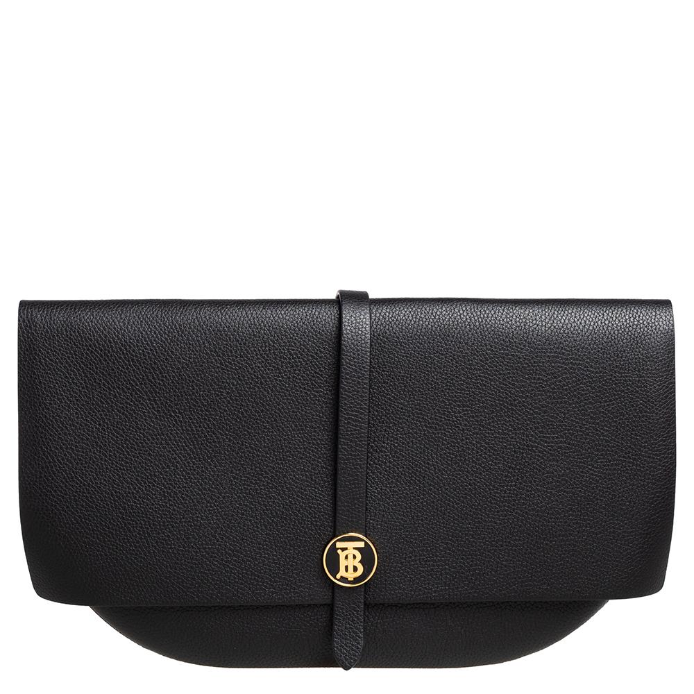 Women's Burberry Black Grained Leather Anne Clutch