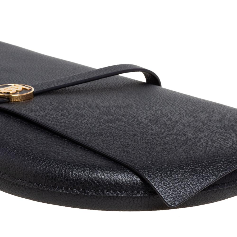 Burberry Black Grained Leather Anne Clutch 4