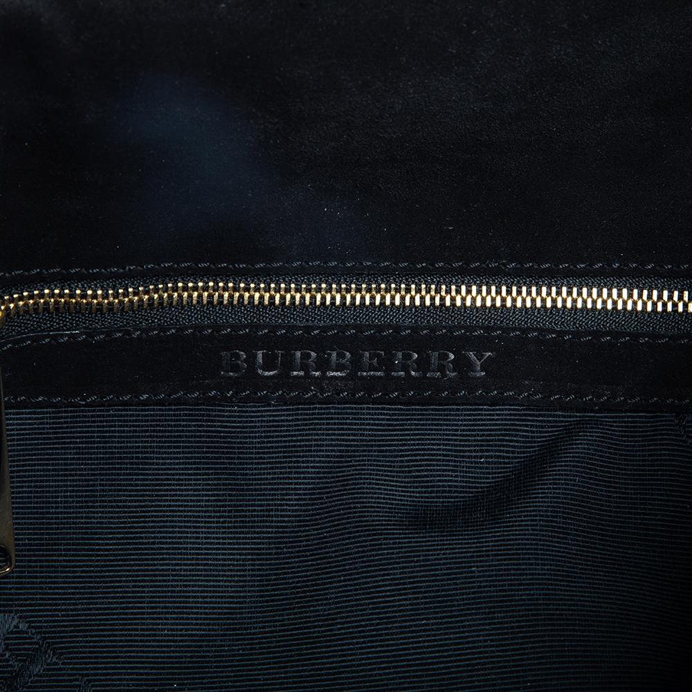Burberry Schwarzes genarbtes Leder Langley Kette Umhängetasche 3