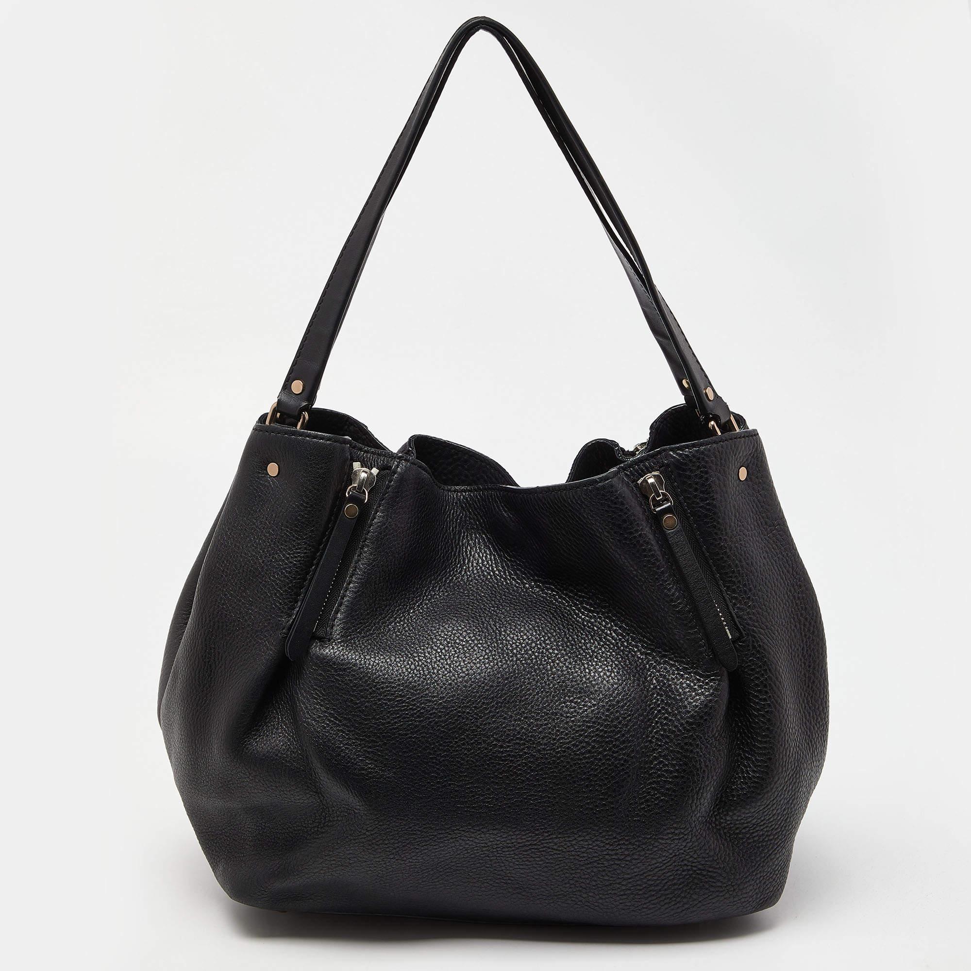 Women's Burberry Black Grained Leather Medium Maidstone Tote