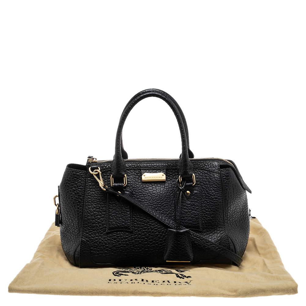 Burberry Black Grained Leather Orchard Boston Bag For Sale 6