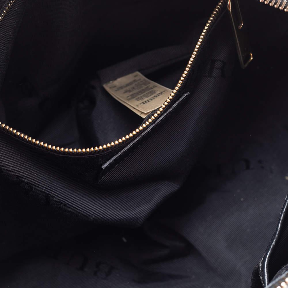 Burberry Black Grained Leather Orchard Boston Bag For Sale 8