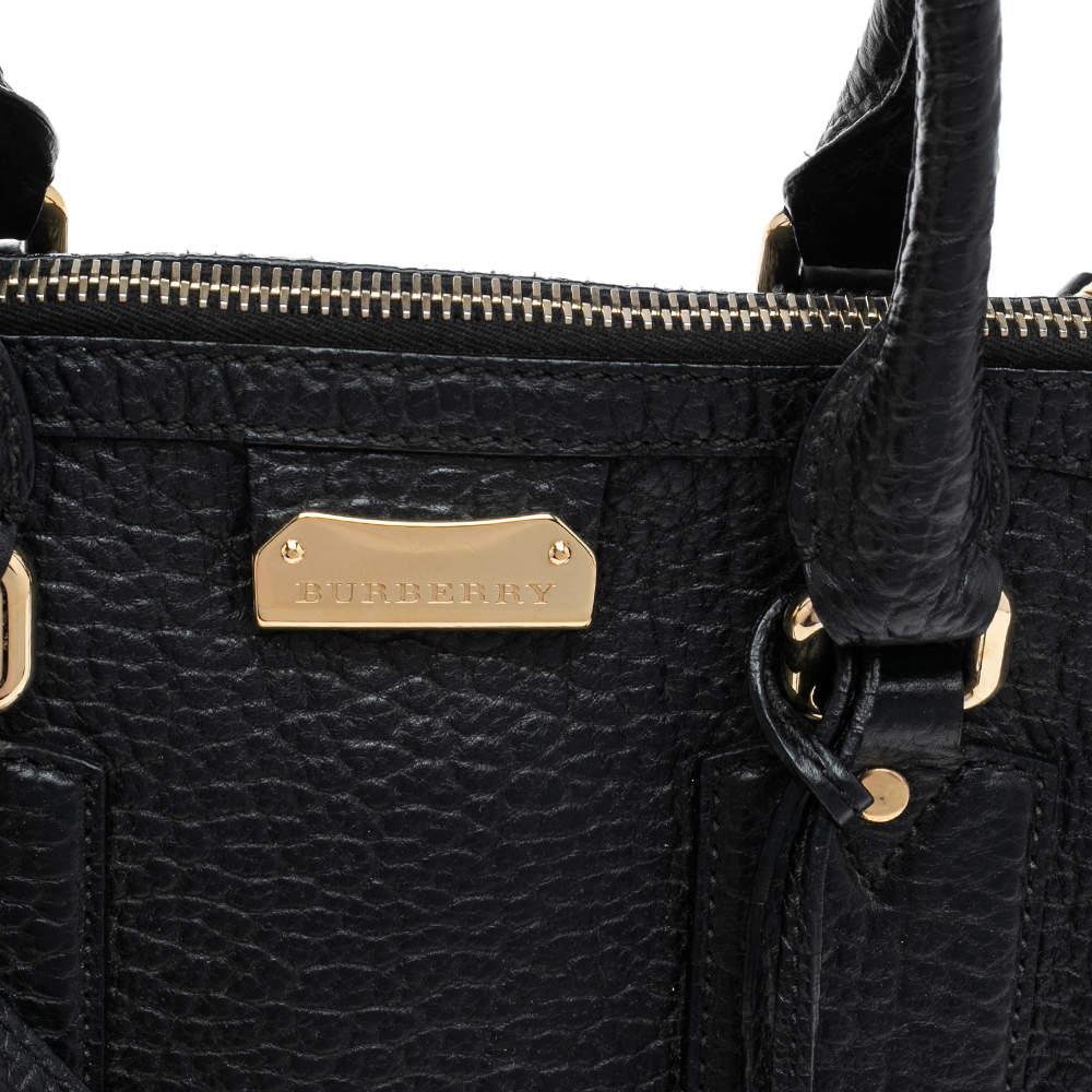 Burberry Black Grained Leather Orchard Boston Bag For Sale 5