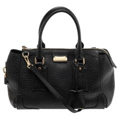 Used Burberry Black Grained Leather Orchard Boston Bag