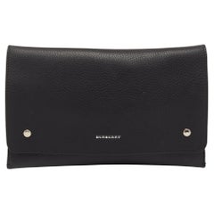 Burberry Black Grained Leather Pearson Clutch