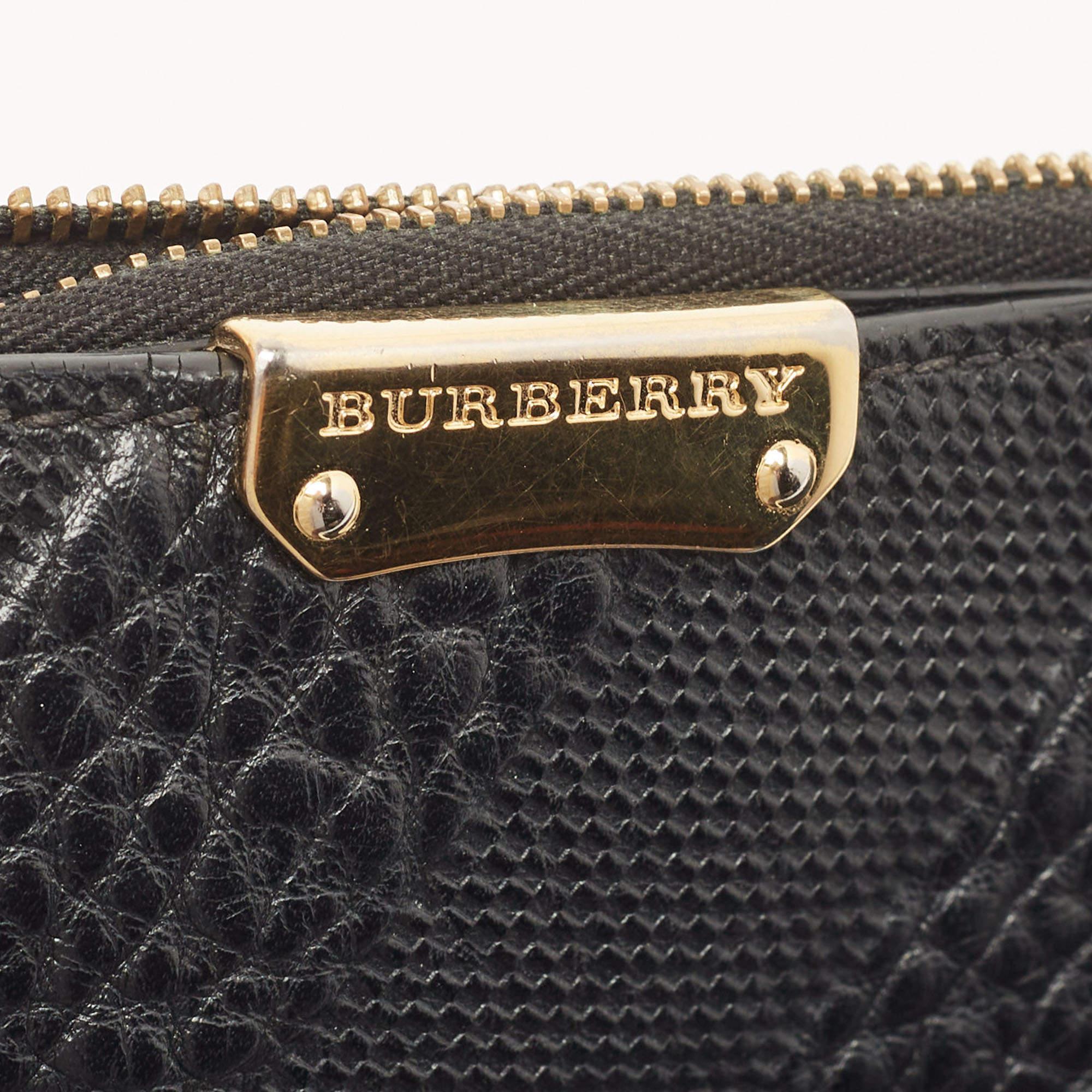 Burberry Black Grained Leather Wristlet Pouch 7