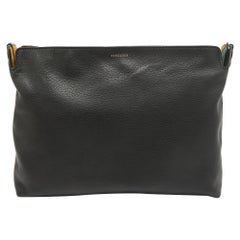 Burberry Black/Green Leather Large Clutch