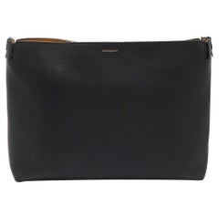 Burberry Black/Green Leather Large Zip Clutch