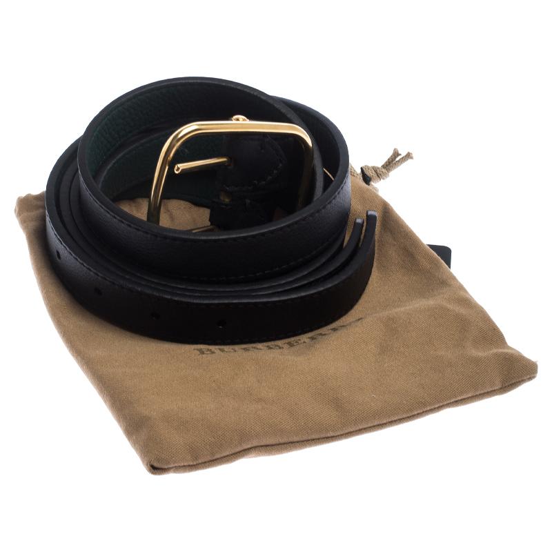 Burberry Black/Green Leather Lynton Double Strap Belt 85CM 1
