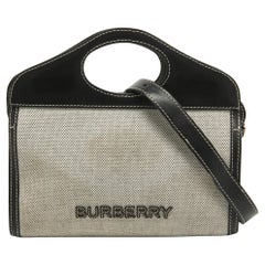 Burberry Black/Grey Canvas and Leather Pocket Portable Crossbody Bag