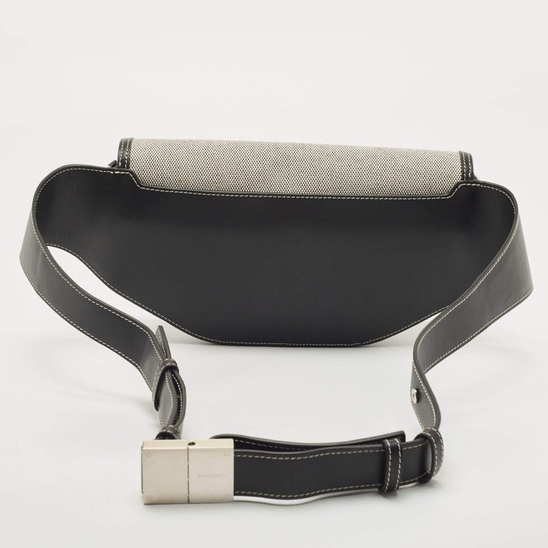 Burberry Black/Grey Canvas and Leather Small Olympia Belt Bag