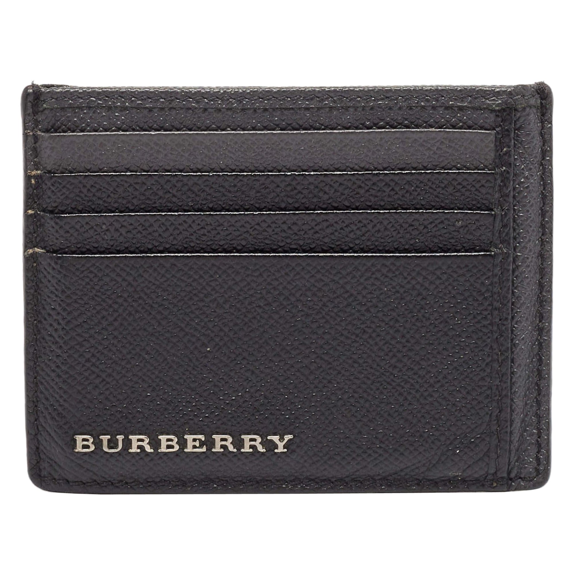 Burberry Black/Grey Leather Card Holder