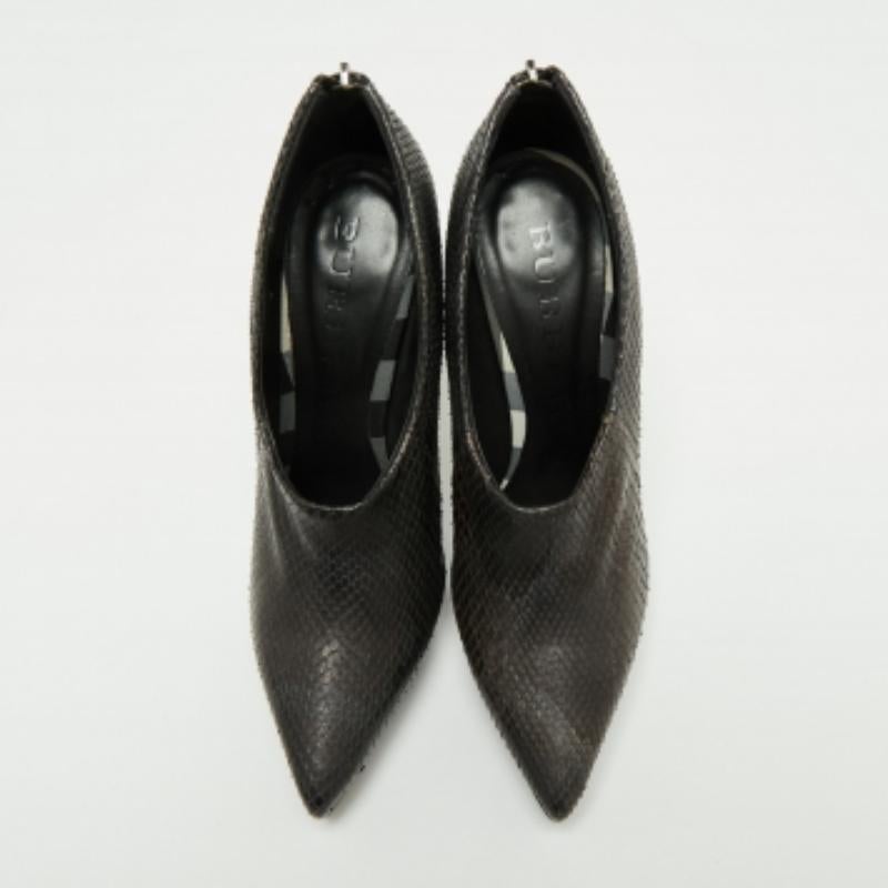 Burberry Botines de piel de pitón negro/gris Talla 38 Negro en venta