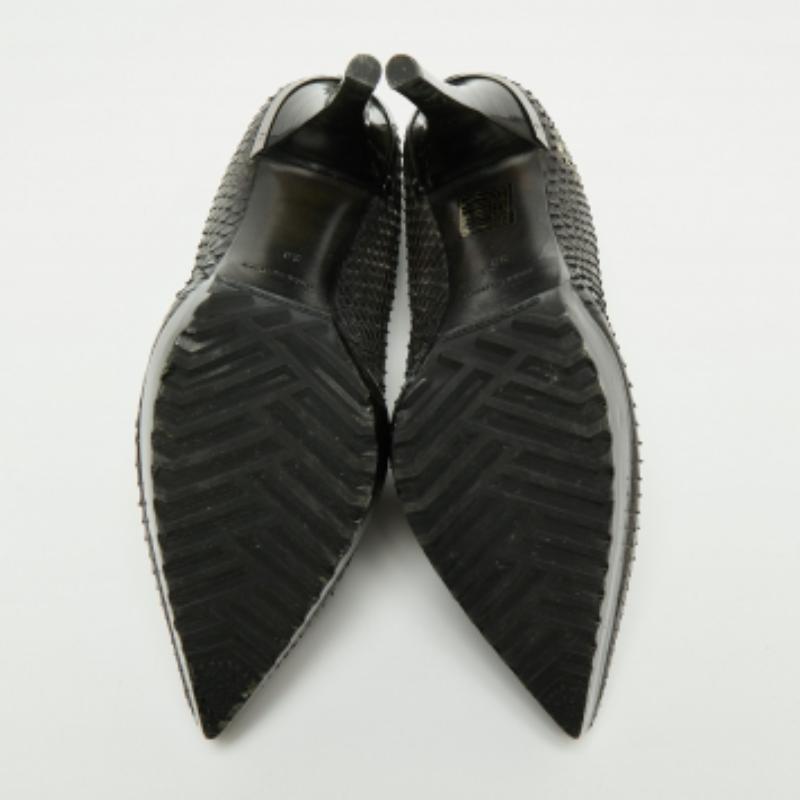 Burberry Botines de piel de pitón negro/gris Talla 38 en venta 3