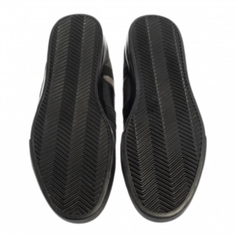 Men's Burberry Black/Grey Suede And Check Canvas Low Top Sneakers Size 44 For Sale