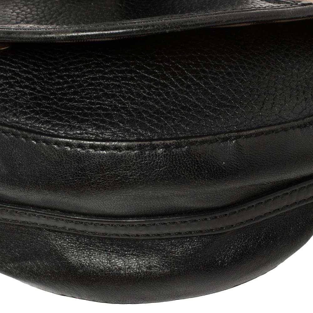 Burberry Black Haymarket Check Leder Maydown Crossbody Tasche 1