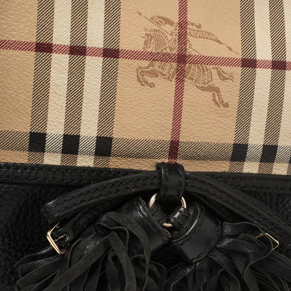 Burberry Black Haymarket Check Leder Maydown Crossbody Tasche 3