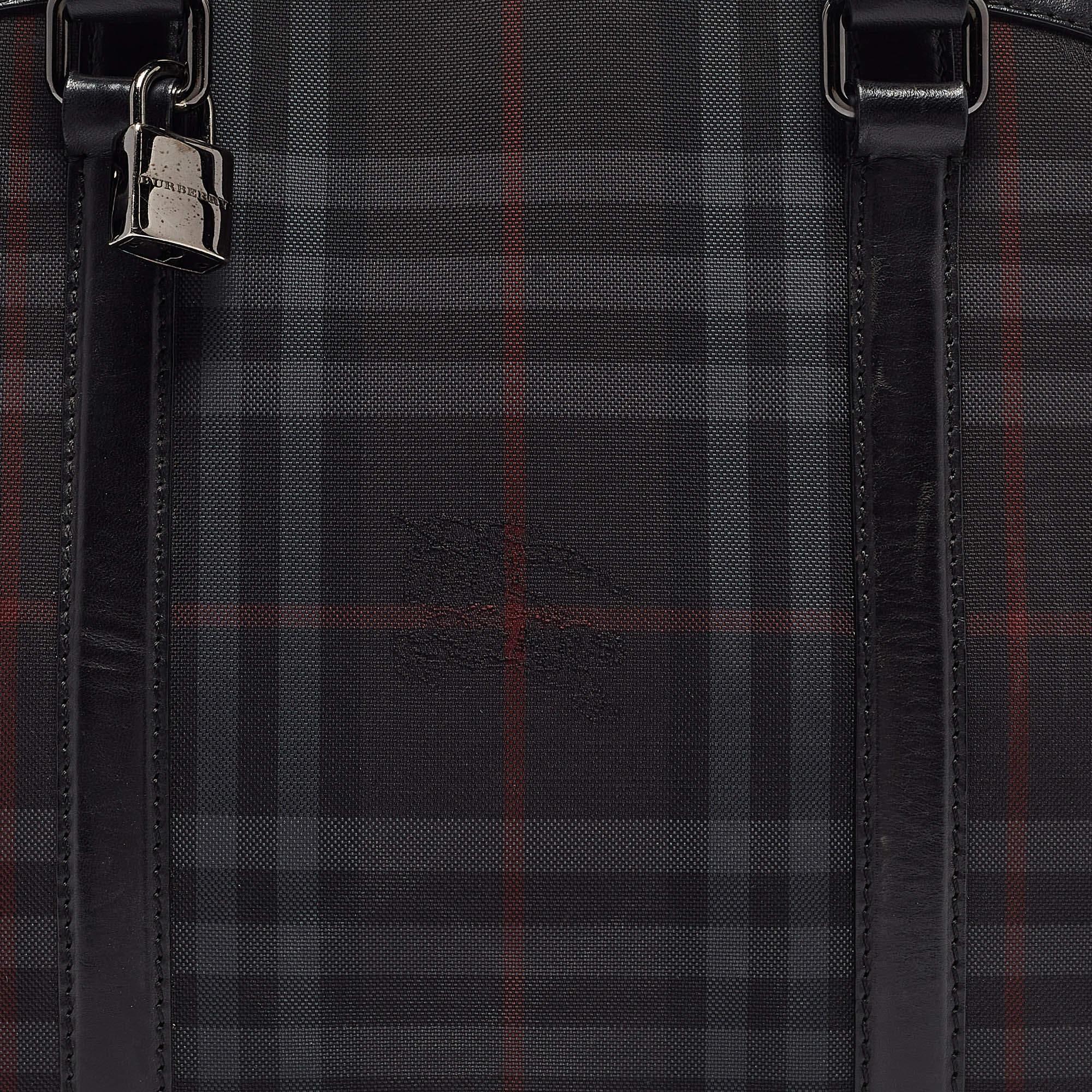 Burberry Black Haymarket Check Nylon and Leather Orchard Bag 1