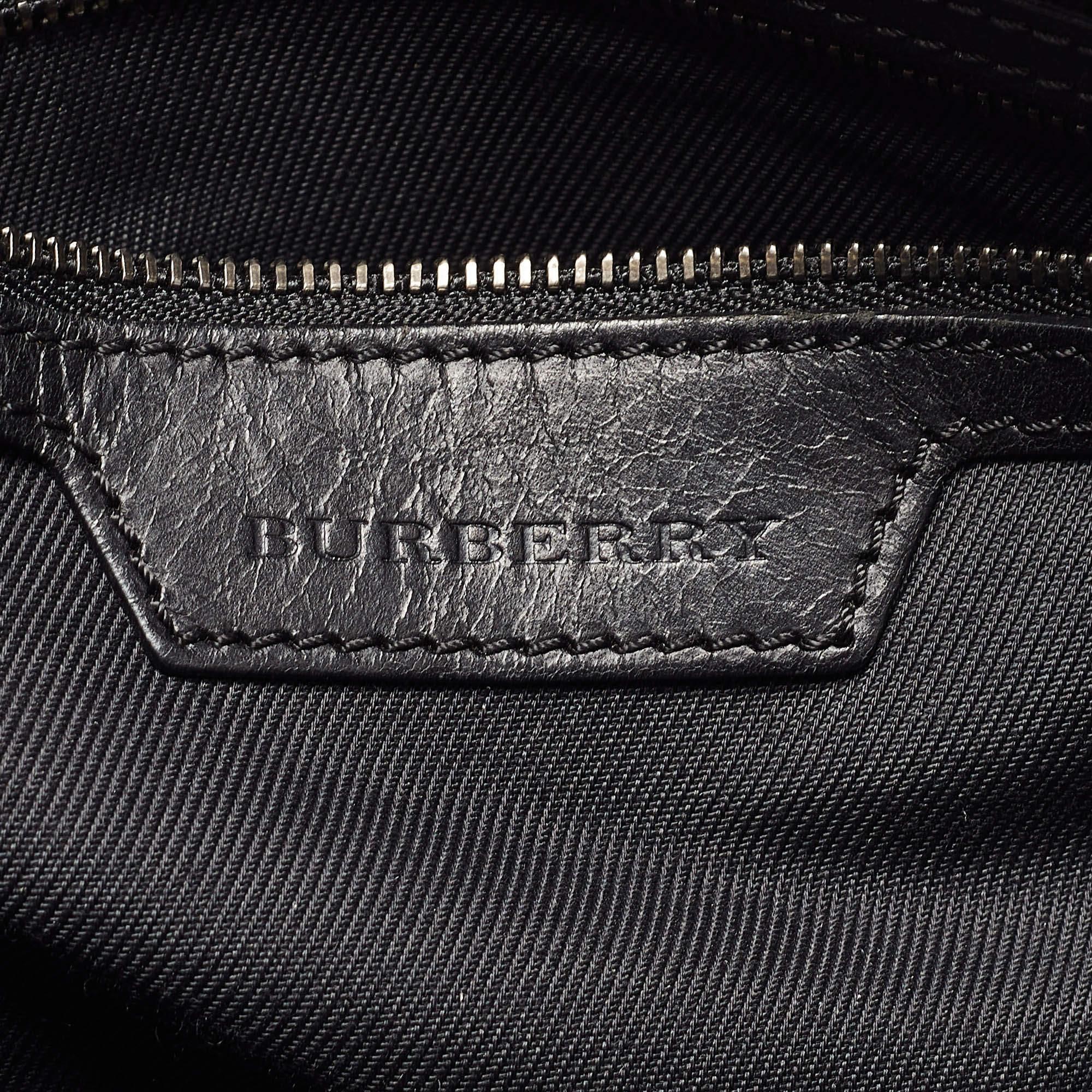Burberry Black Haymarket Check Nylon and Leather Orchard Bag 5