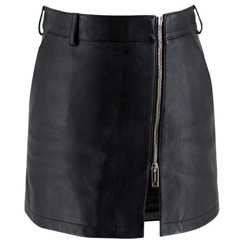 Burberry Black High Leather Waist Mini Skirt XXS UK 4