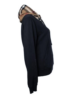 Burberry, black hoodie with checkered print