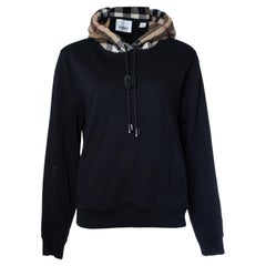 Burberry, black hoodie with checkered print