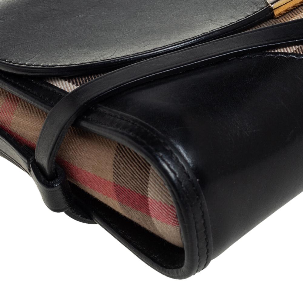 Burberry Black House Check Canvas and Leather Abbott Shoulder Bag 6